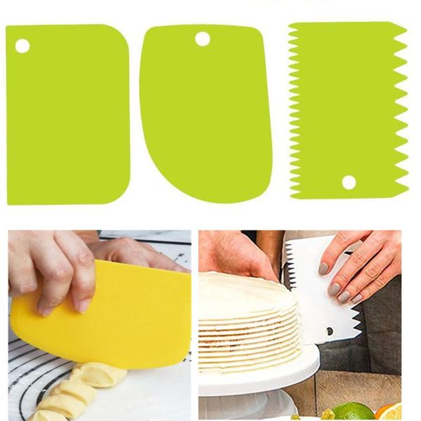 

3pcs/lot dough cake cutter slicer spatula for cream scraper pasty cutters irregular teeth edge diy smoother molds baking & pastry tools