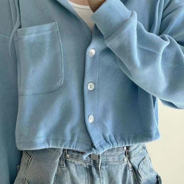 

women's jackets short hooded jacket woman autumn winter solid oversized wild korean fashion street zipper long-sleeve casual women swea, Black;brown