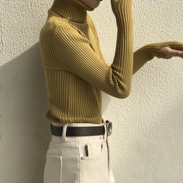 

autumn winter women basic shirt sweater soild color fashion long sleeve pollovers thin kintted high neck silm female women's sweaters, White;black