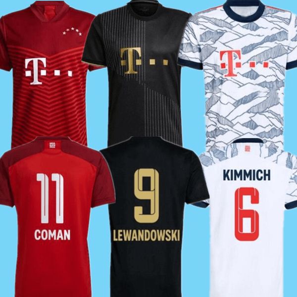 

21/22 player version sane soccer jersey 2021 home red muller maillots de foot shirt ewandowski hernandez gnabry alaba football uniform, Black;yellow