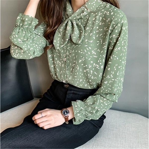 

women's blouses & shirts plus size 4xl women blouse shirt autumn fashion woman 2021 long sleeves printed white black green blusa