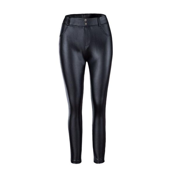 

faux leather low elastic zipper women pant trousers leren broeken, Black;white