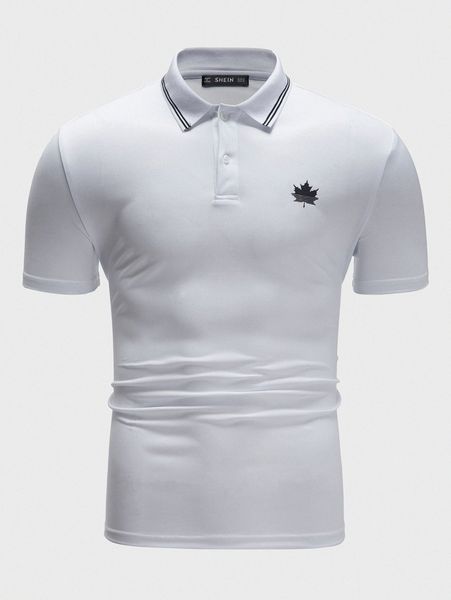 

men striped collar graphic print polo shirt j0eq#, White;black