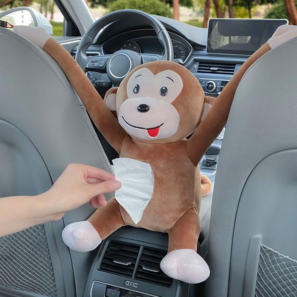

tissue boxes & napkins creative cute cartoon monkey home office car hanging paper napkin box cover holder portable soft 3d animals