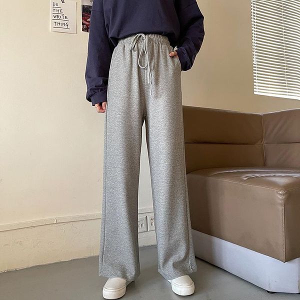 

women's pants & capris women spring and autumn loose flared baggy versatile straight student high waist casual trousers, Black;white