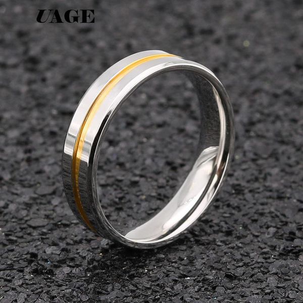 

cluster rings uage romantic lover ring for women men stainless steel couple highly polished enamel titanium wedding wholesale, Golden;silver