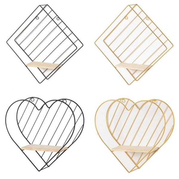 

2-4pcs iron wall floating shelves bathroom bedroom office decor hooks & rails