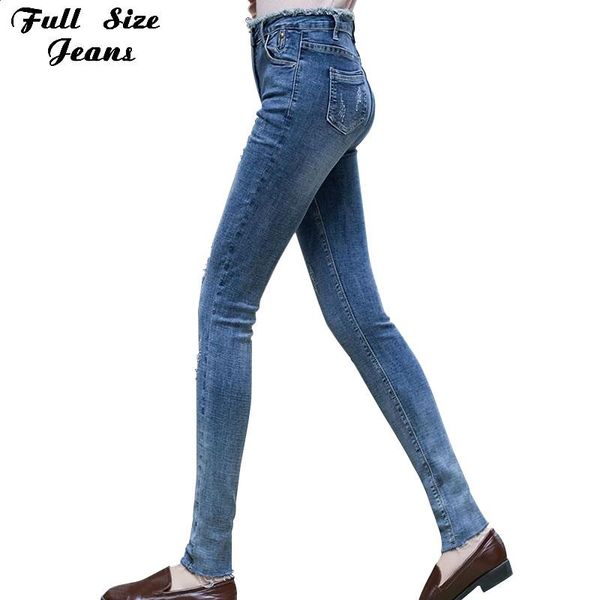 

women's jeans plus size white blue fringe tassel hem ripped skinny 4xl 6xl women mom stretch pencil denim pants jean femme