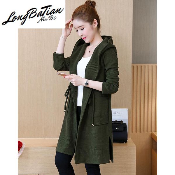 

oversized knitted cardigan autumn coat women jacket plus size loose hooded knitwear fashion caramel knit sweater women's knits & tees, White