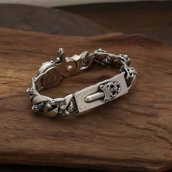 

party favor chrome/hearts bracelet design crosin cross sword holy silver bracelet fashion men's personality trend