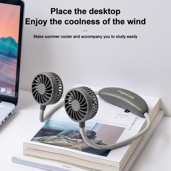 

electric fans sport fan air conditioning cooling rechargeable plastic portable hanging neck hands 3 level lazy