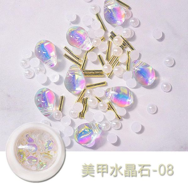 

summer crystal ab nail art decorations aurora irregular diamond stones jewelry 3d shiny rhinestones manicure nails accessories, Silver;gold