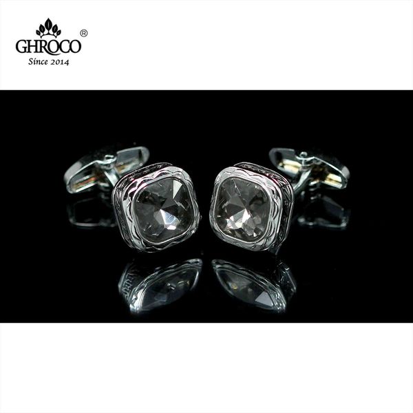 

chroco high-quality exquisite rounded square acrylic classic shirt cufflinks fashion luxury gift for business men and wedding, Silver