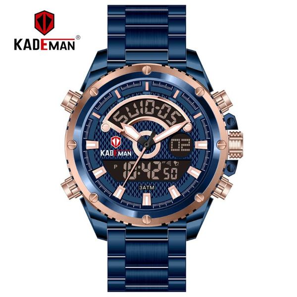 

wristwatches kademan men sports luxury dual display digital wrist brand fashion waterproof male watches stainless steel relogio masculino, Slivery;brown