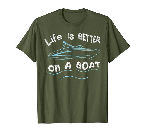 

life is better on a boat captain boater boating pontoon tee t-shirt, White;black