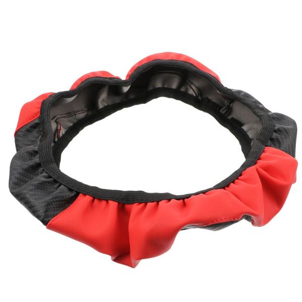 

car steering wheel cover nonslip leather protector (black-red) covers