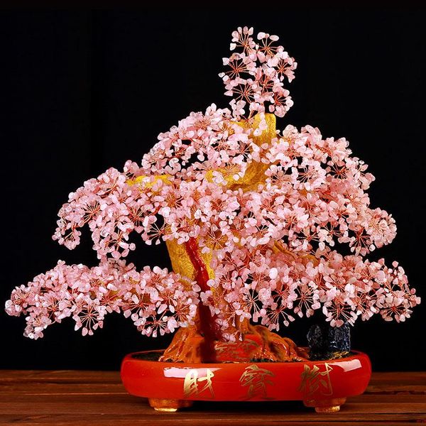 

decorative flowers & wreaths artificial fortune tree lucky home decoration crafts crystal colorful gem stone money feng shui flower pot orna