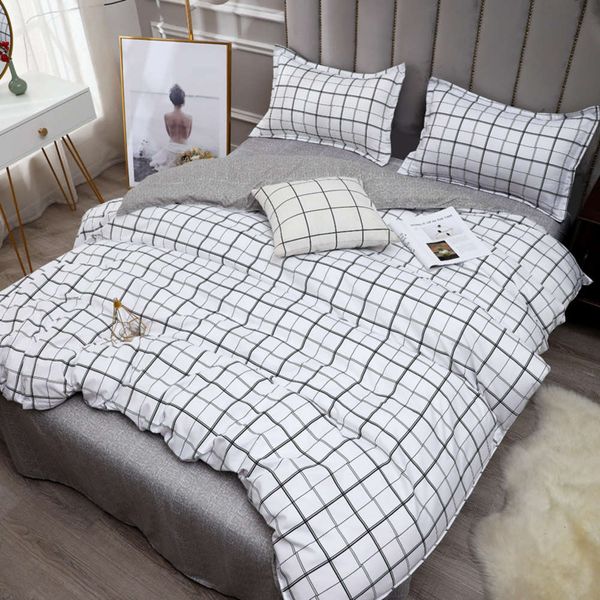 

four piece striped plaid sheet quilt cover three home textile bedding