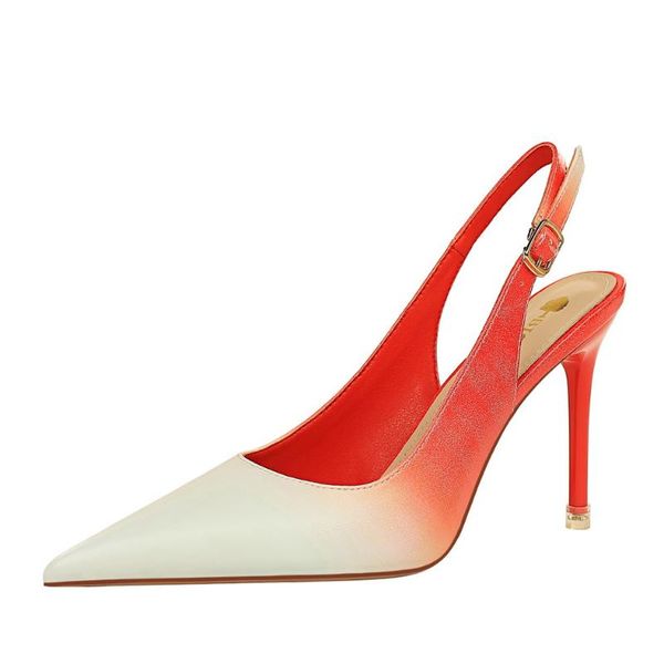 

sandals women high heel hollow back trip belt design pointed toe shoes woman ladies, Black