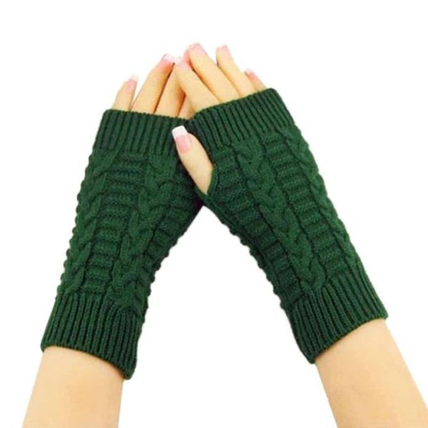 

fingerless gloves 2021.8 fashion women knitted arm winter soft warm mitten 36#20, Blue;gray