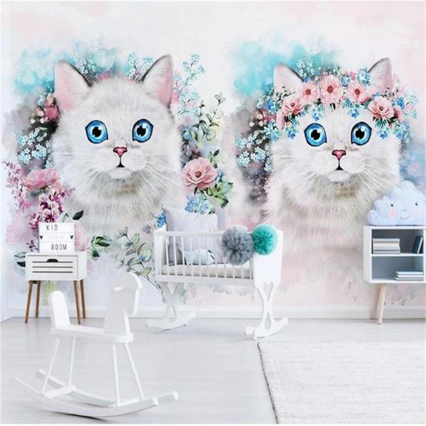 

wallpapers custom size 3d po wallpaper mural living room kids flower kitten oil painting sofa tv backdrop for wall
