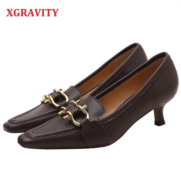 

dress shoes xgravity square toe girl thin heel woman bridal 2021 designer lady fashion elegant european women a236, Black