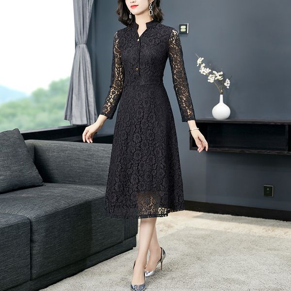 

5605# lace dress, Black;gray