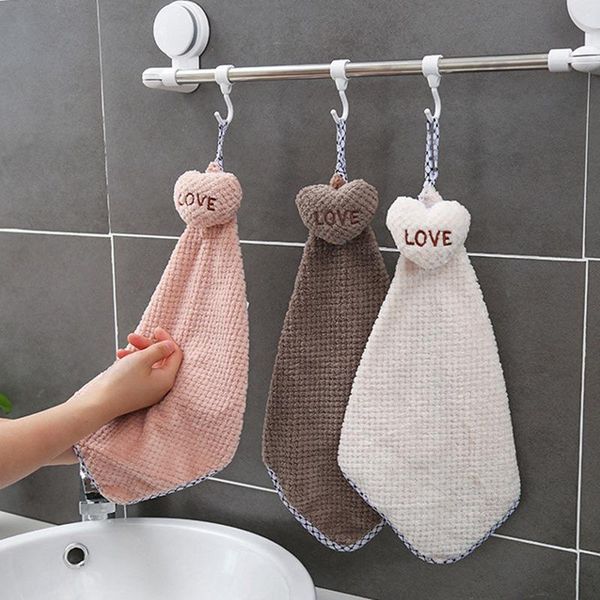 

towel cute hand with hanging hole household heart for kitchen