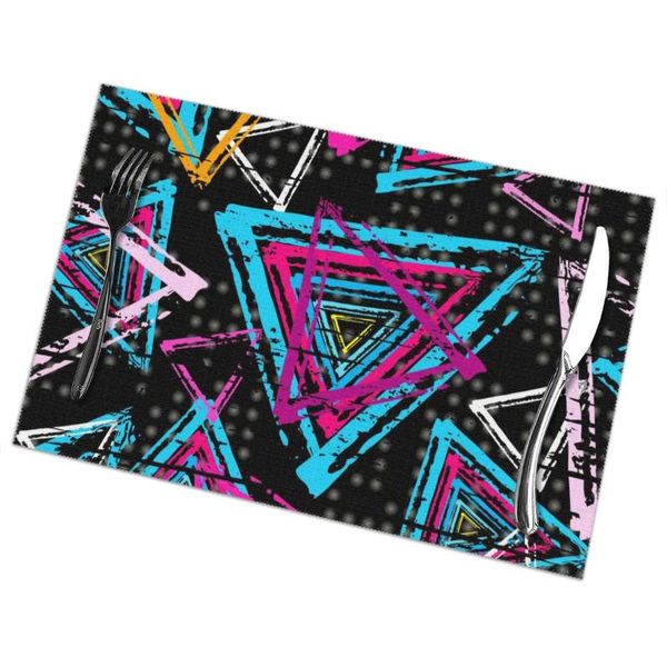 

mats & pads 6 pcs placemat colored abstract graffiti fabric table tableware kitchen tool