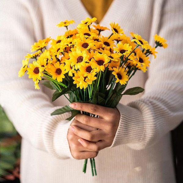 

decorative flowers & wreaths artificial silk flower sunflower bouquet daisy diy for home garden wedding table mu8669