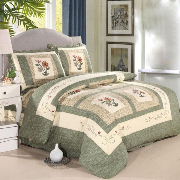 

comforters & sets korea patchwork quilt set 3pc cotton bedspread on the bed covers applique pillowcase king size coverlet 4pcs quilted beddi