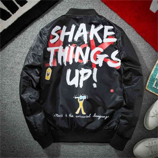 

men's jackets bomber jacket men graffiti print thin ma-1 hip hop outwear autumn coat bomb stand collar baseball cbt6, Black;brown