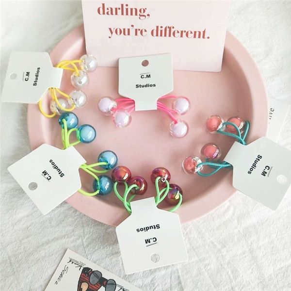 

i1yb korean chic style rope double round bead circle high elastic accessories hair bandhair rope simple cute headband, Slivery;white