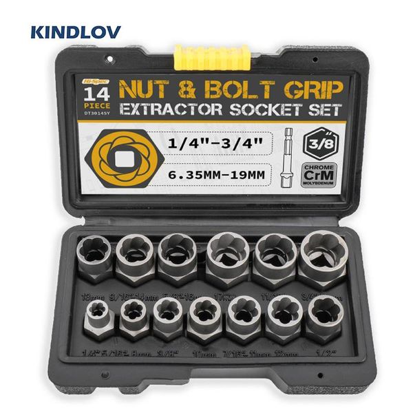 

professional hand tool sets kindlov 14 pcs extractor socket set 38 inch damaged nut bolt grip 6.35mm-19mm cr-mo screw bit kits sockets repai