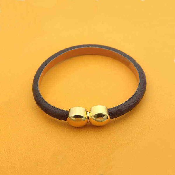 

europe america fashion style lady women print flower letter design leather bracelet bangle with 18k gold double round nail buckle, Black
