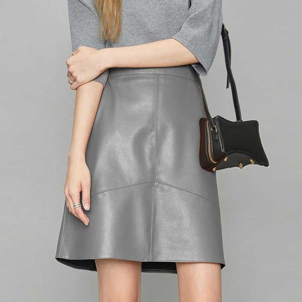 

skirts autumn fashion elegant women pu leather skirt casual high waist mini ladies a-line short black gray green