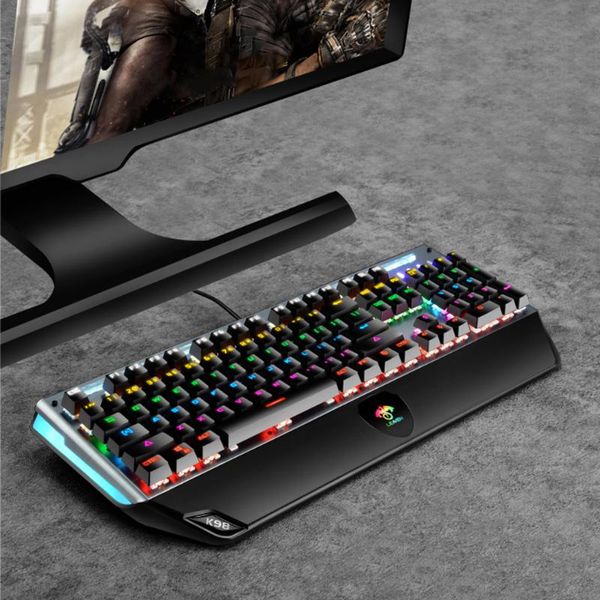 

keyboards k98 104 keys professional ultra-slim wired keyboard usb rgb color change backlight mechanical gaming