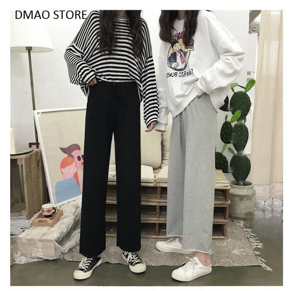 

winter sweatpants women cotton solid loose joggers plus size korean style women's sports pants female & capris, Black;white