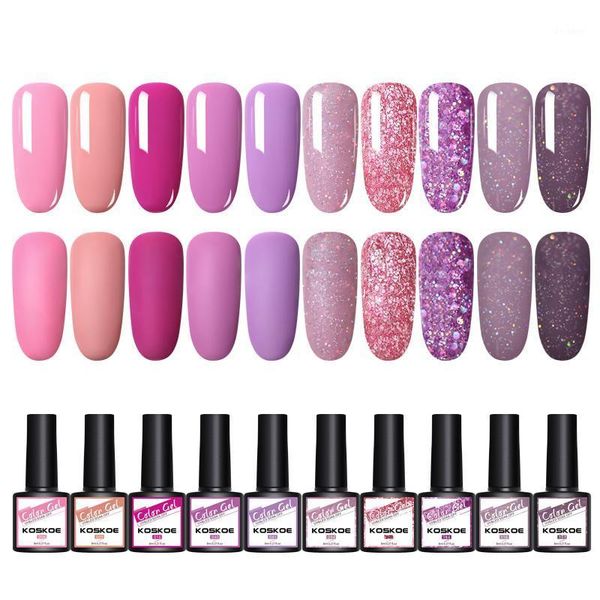 

10pcs/set colors gel nail polish set 120 beautiful varnishes semi permanent uv soak off lacquers sequins1, Red;pink