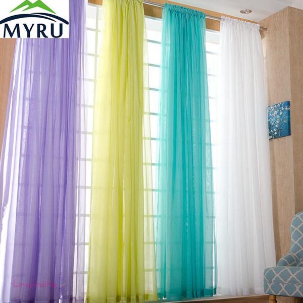 

curtain & drapes myru 140 * 260cm rod pocket high-grade simple solid color voile decorative sheer curtains for bedroom and living room