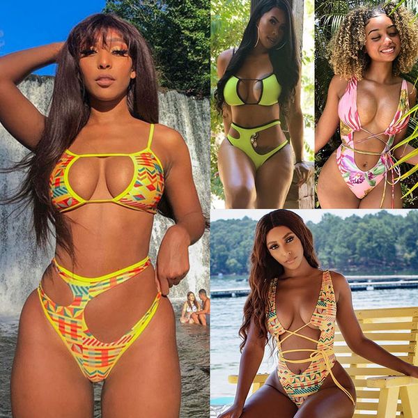 

women swimsuit bikinis sets ladies high waist bathing suit summer two piece swimwear floral print bikini fashion biquini 050807, White;black