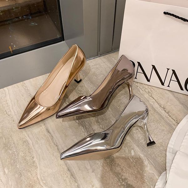 

dress shoes european and american style 2021 spring summer fashion women's large size pointed shallow mouth high heels, Black