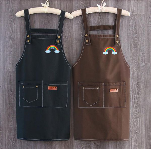 

aprons waiters custom-made high-end denim apron pure cotton fashion coffee restaurant fabric overalls men women's work clothes