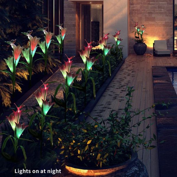 

lawn lamps garden decoration led solar chrysanthemum lamp outdoor colorful light small lily flower landscape courtyard