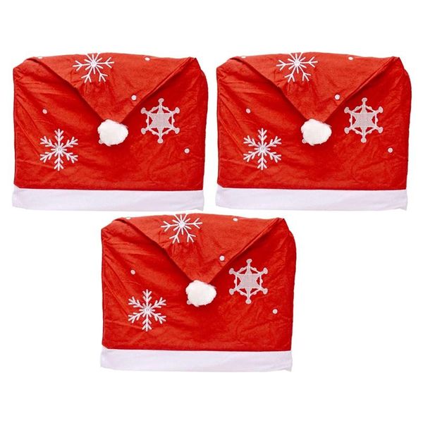 

pcs santa claus hat chair cover home dining snowflake red christmas decorations covers