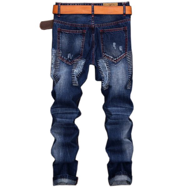 

fashionable and fashionable men s ripped jeans high-quality comfortable fashion casual personality distress pants street party, Blue
