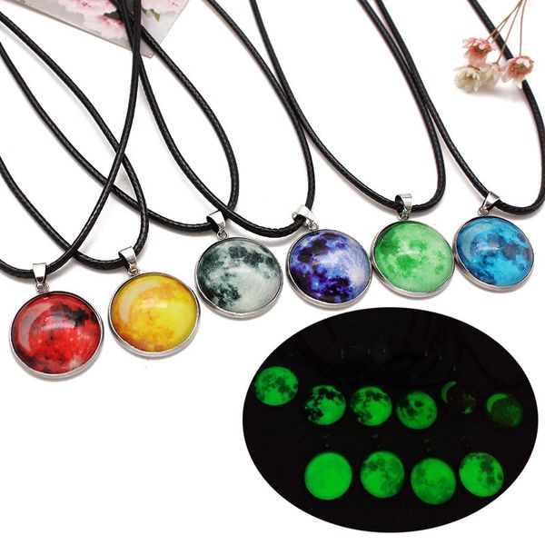 

fashion single sided glass ball star glowing pendant handmade time gem universe necklace luminous planet jewelry gift, Silver