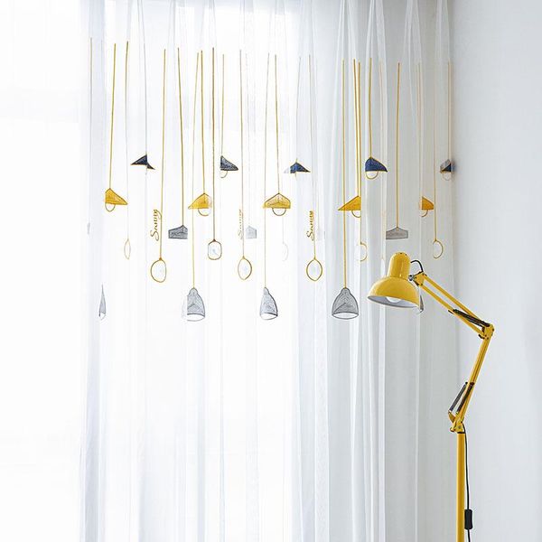 

curtain & drapes modern embroidered tulle window for living room yellow chandelier sheer voile curtains children badroom blinds door