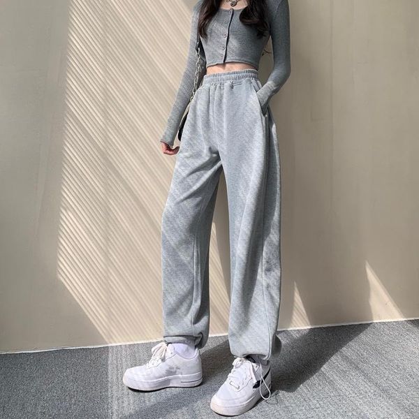 

leggings women's plush thickened high waist showing thin and loose straight pants grey sports autumn / winter 2021 & capris, Black;white