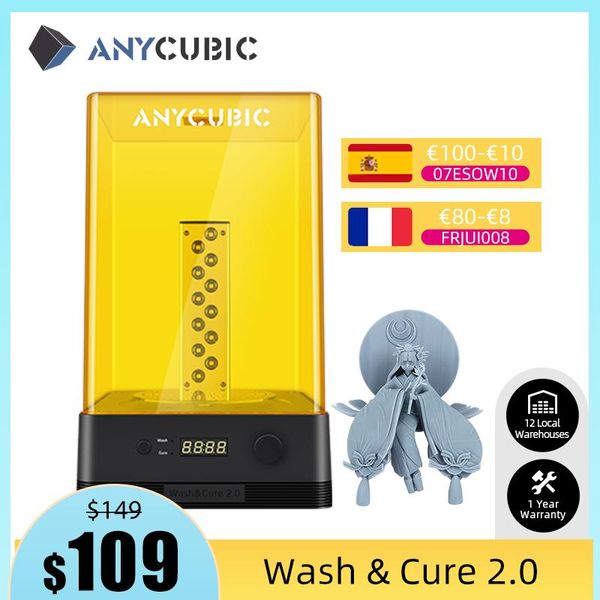 

printers anycubic wash and cure 2.0 upgrated machine 2-in-1 uv resin curing for lcd/sla pon mono 3d printer jewelry/dentistry